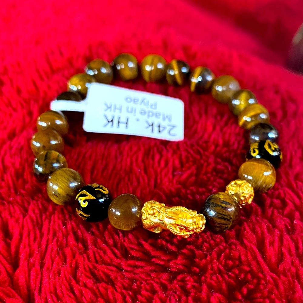 24k PiYao in TigerEye Stones